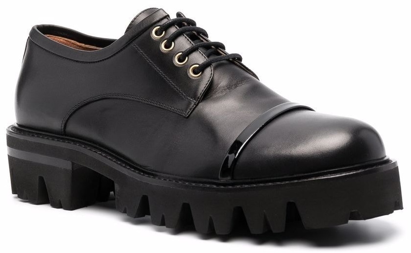 Crafted from smooth black leather, these Malone Souliers chunky oxford shoes boast a classic lace-up front and modern ridged rubber soles for a contemporary edge