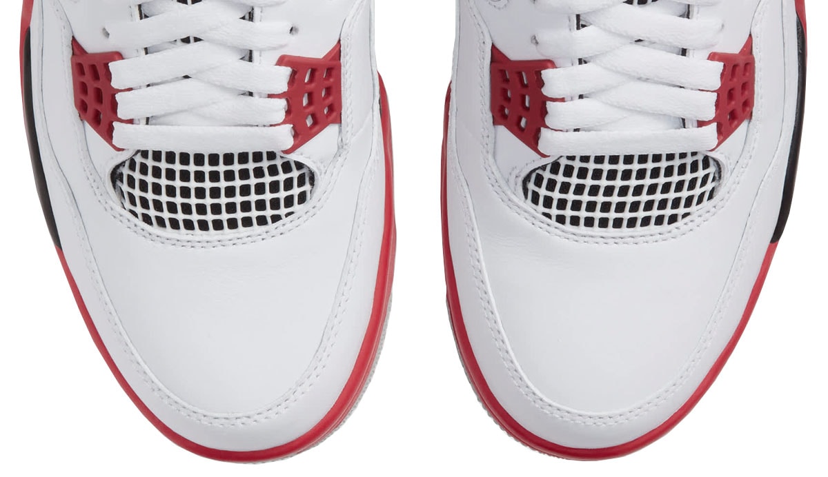 Authentic Air Jordan 4s feature a wide, naturally rounded toe box with a flatter front curve, unlike the narrower, sharply angled shape often seen on fakes