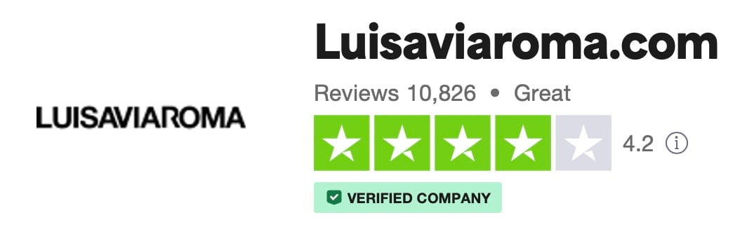 With almost 75% of its 10,000 reviews being five stars, Luisaviaroma now has a total 4.2-star rating on Trustpilot