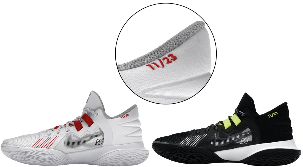 The “11/23” embroidery featured on the Nike Kyrie Flytrap 5 pays tribute to Kyrie Irving’s daughter, Azurie Elizabeth Irving, who was born on November 23, 2015 — a personal detail subtly woven into the sneaker’s design