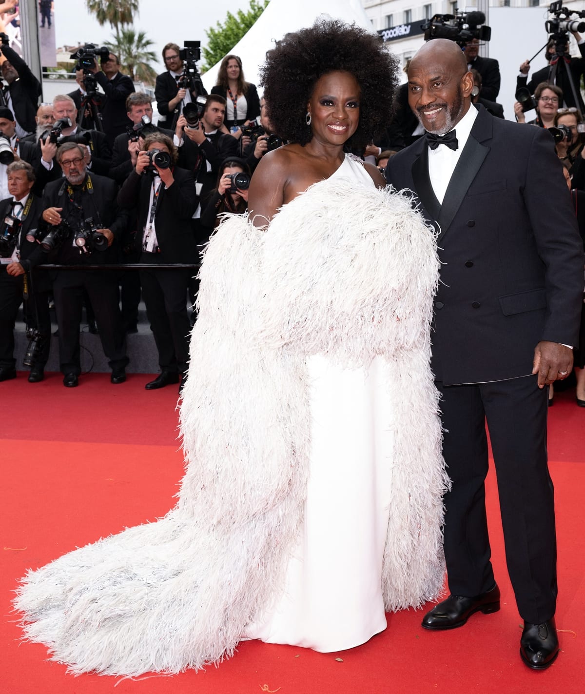 Viola Davis and Julius Tennon, who met on the set of CBS's "City of Angels" series, attend the "Monster" red carpet during the 76th annual Cannes film festival at Palais des Festivals on May 17, 2023, in Cannes, France