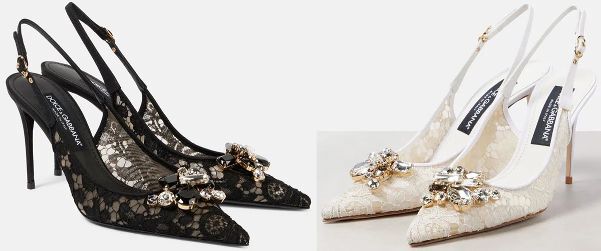 Discover the epitome of elegance with these DolceGabbana Rainbow lace slingback pumps