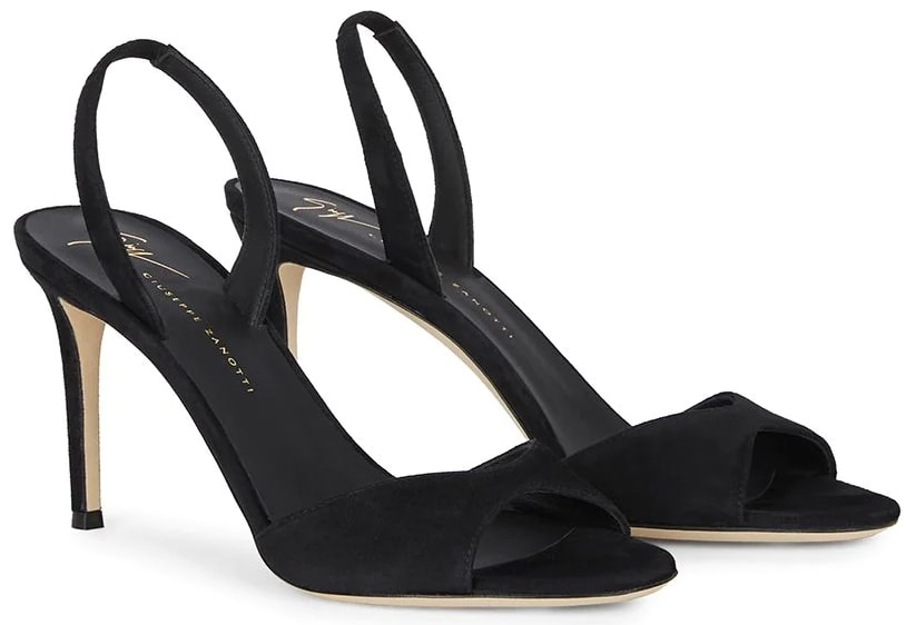 The Giuseppe Zanotti Lilibeth sandals feature open toes, slingback straps, and stiletto heels
