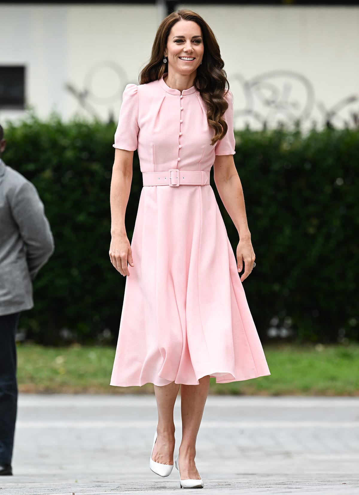 Kate Middleton channels inner Barbie in a pastel pink Beulah London midi dress at the reopening of the Young VA Museum in Bethnal Green, East London on June 28, 2023
