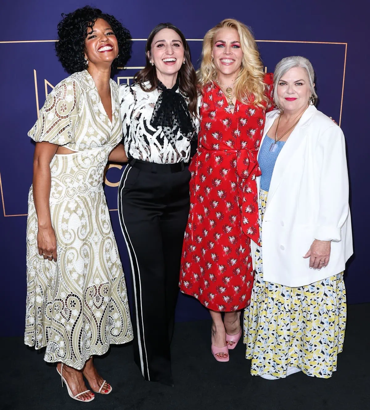 In terms of height, Renée Elise Goldsberry is the tallest at 5 feet 7 inches (170.2 cm), followed by Busy Philipps at 5 feet 6 ¼ inches (168.3 cm), Sara Bareilles at 5 feet 4 ¾ inches (164.5 cm), and Paula Pell being the shortest at 5 feet 1 inch (154.9 cm)
