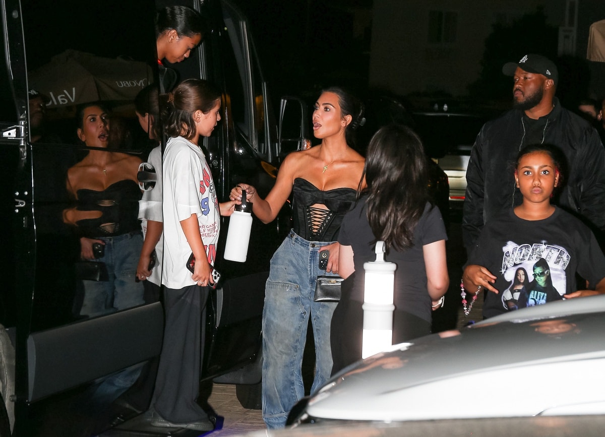 Kim Kardashian taking her kids and niece out to dinner at Nobu in Malibu after Saint’s basketball game