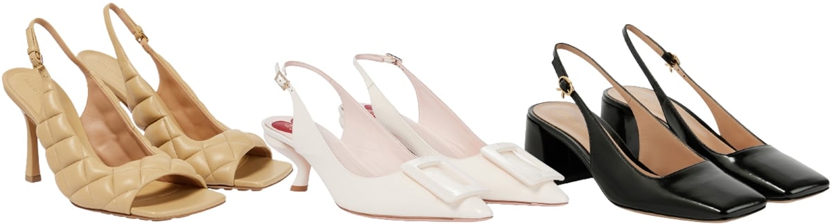 Slingbacks redefine timeless femininity — from quilted nude and sculpted white styles to sleek black block heels that master quiet sophistication