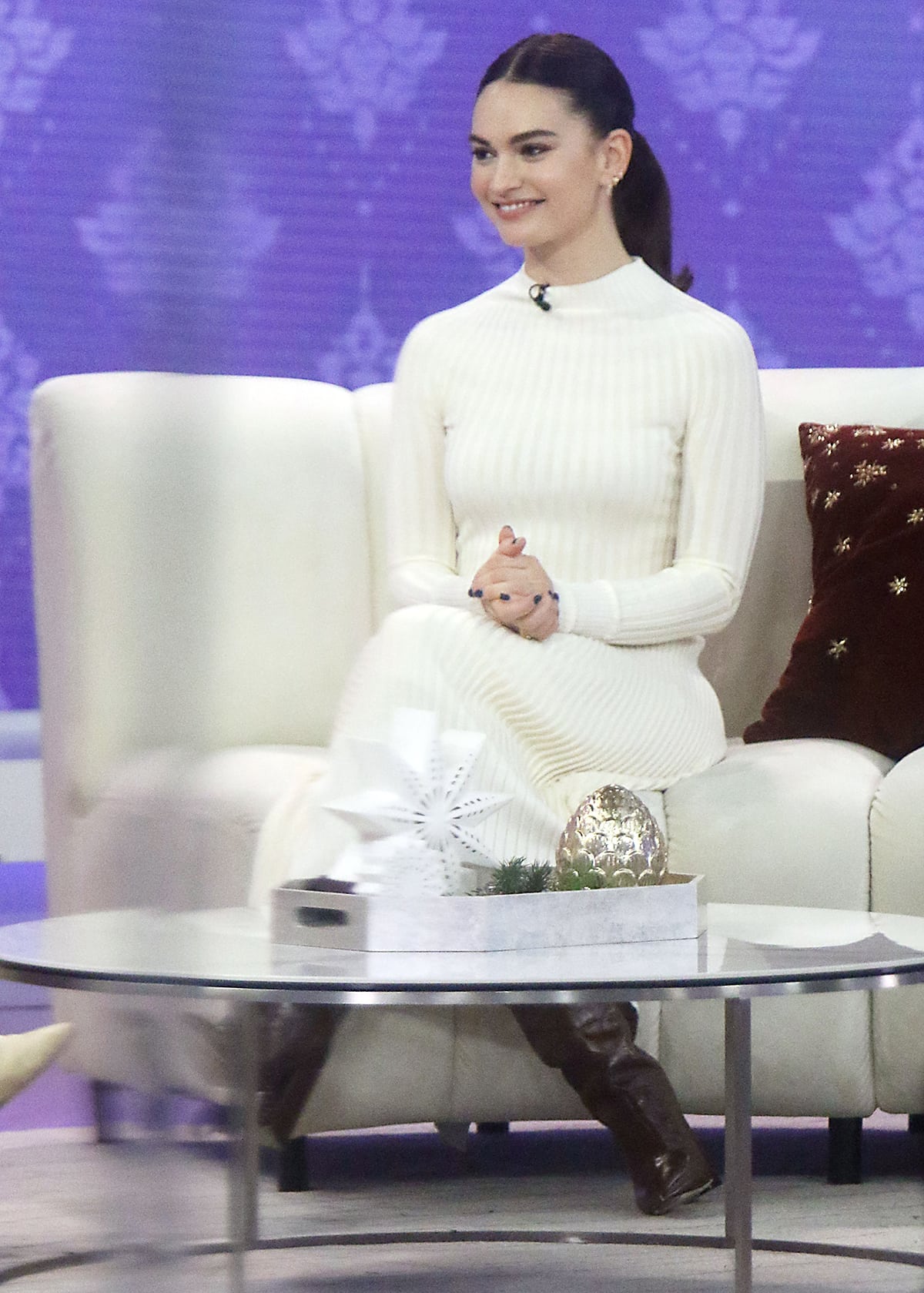 During her interview, Lily James said she was thankful she didn't need to wear a spandex for the film