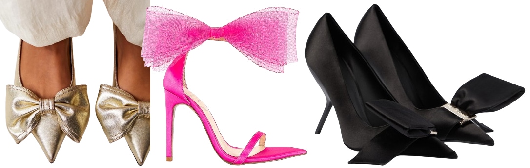 Step into 2024 with oversized bow shoes, a blend of vintage charm and modern fashion, making a statement in feminine style