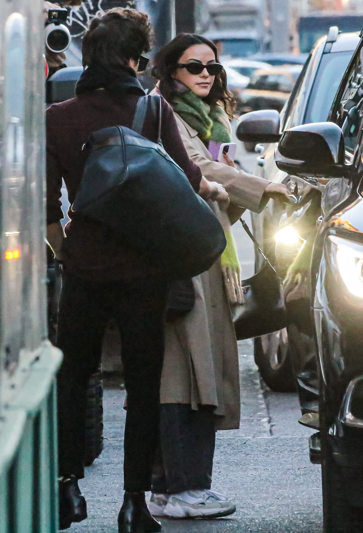 Rudy Mancuso and girlfriend Camila Mendes running errands in New York City on January 2, 2024