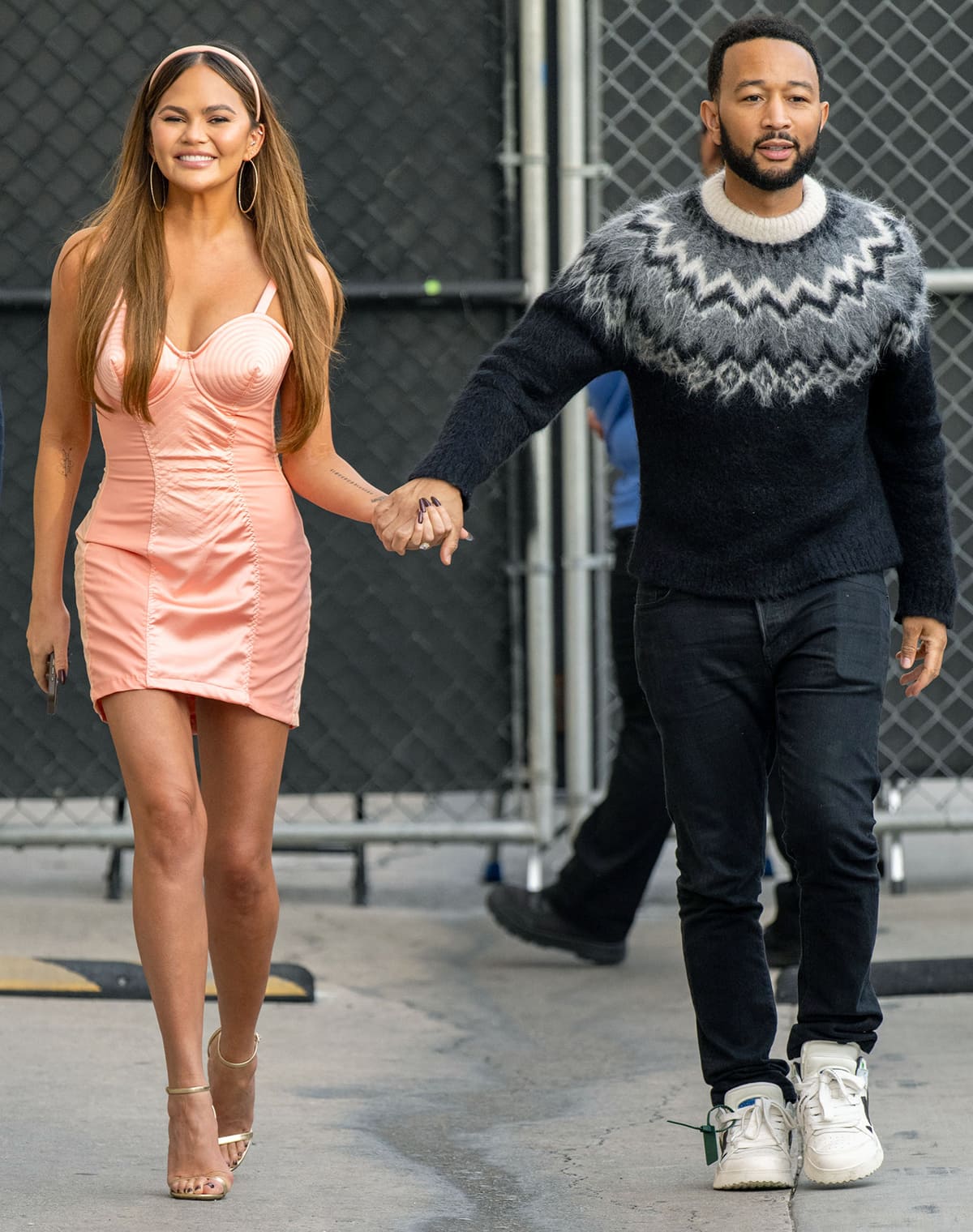 Chrissy Teigen heading to Jimmy Kimmel Live! with her husband John Legend to talk about her new reality series Chrissy Dave Dine Out on January 18, 2024