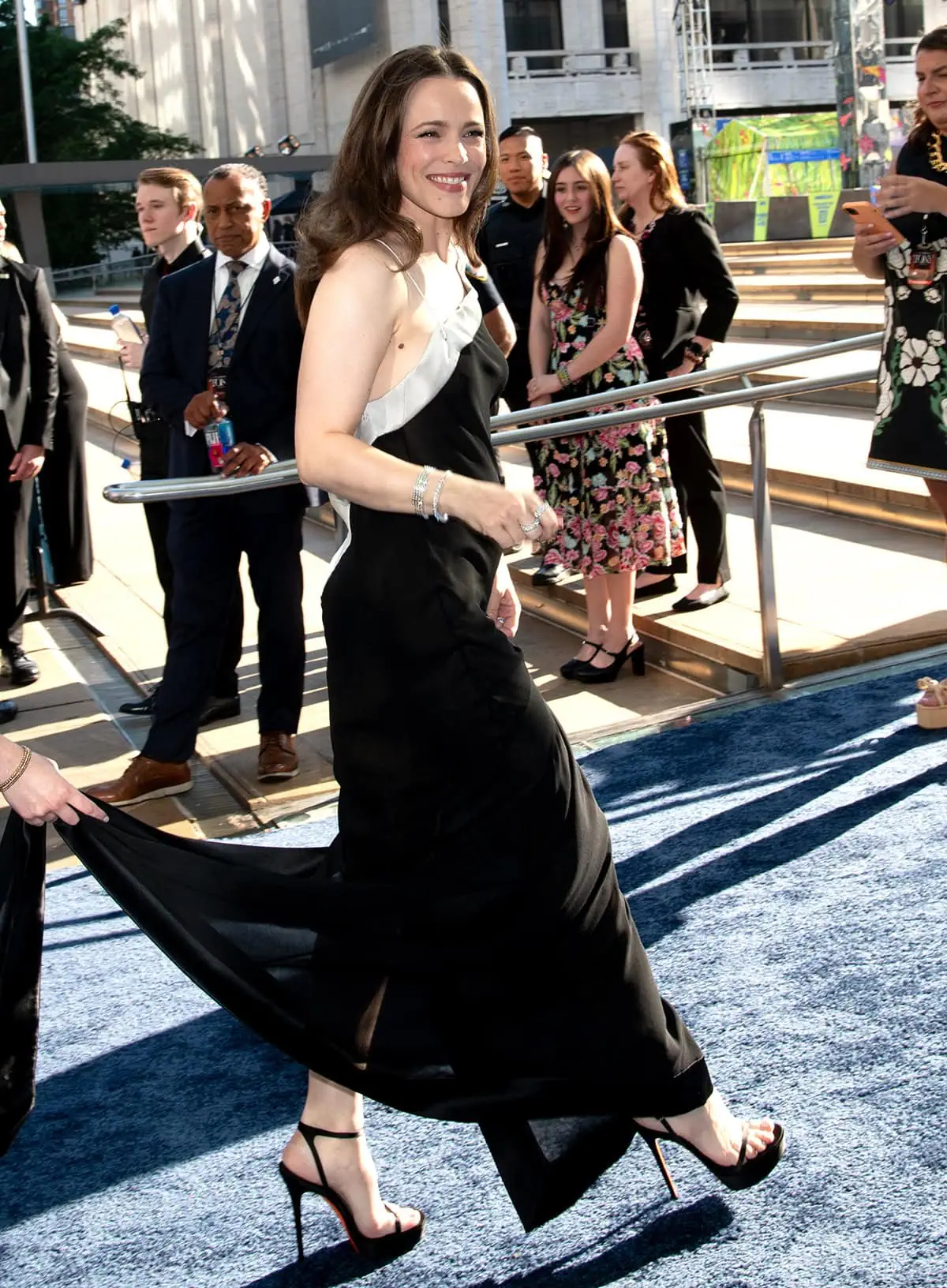 Tony Award first-time nominee Rachel McAdams looks elegant in a sheer black dress by Givenchy at the 77th Annual Tony Awards