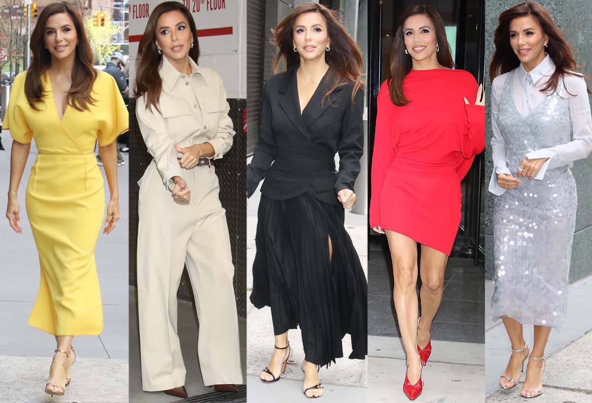 Eva Longoria showcases her impeccable style while promoting her CNN show, Searching for Spain, dazzling in vibrant modern outfits and chic designer heels.