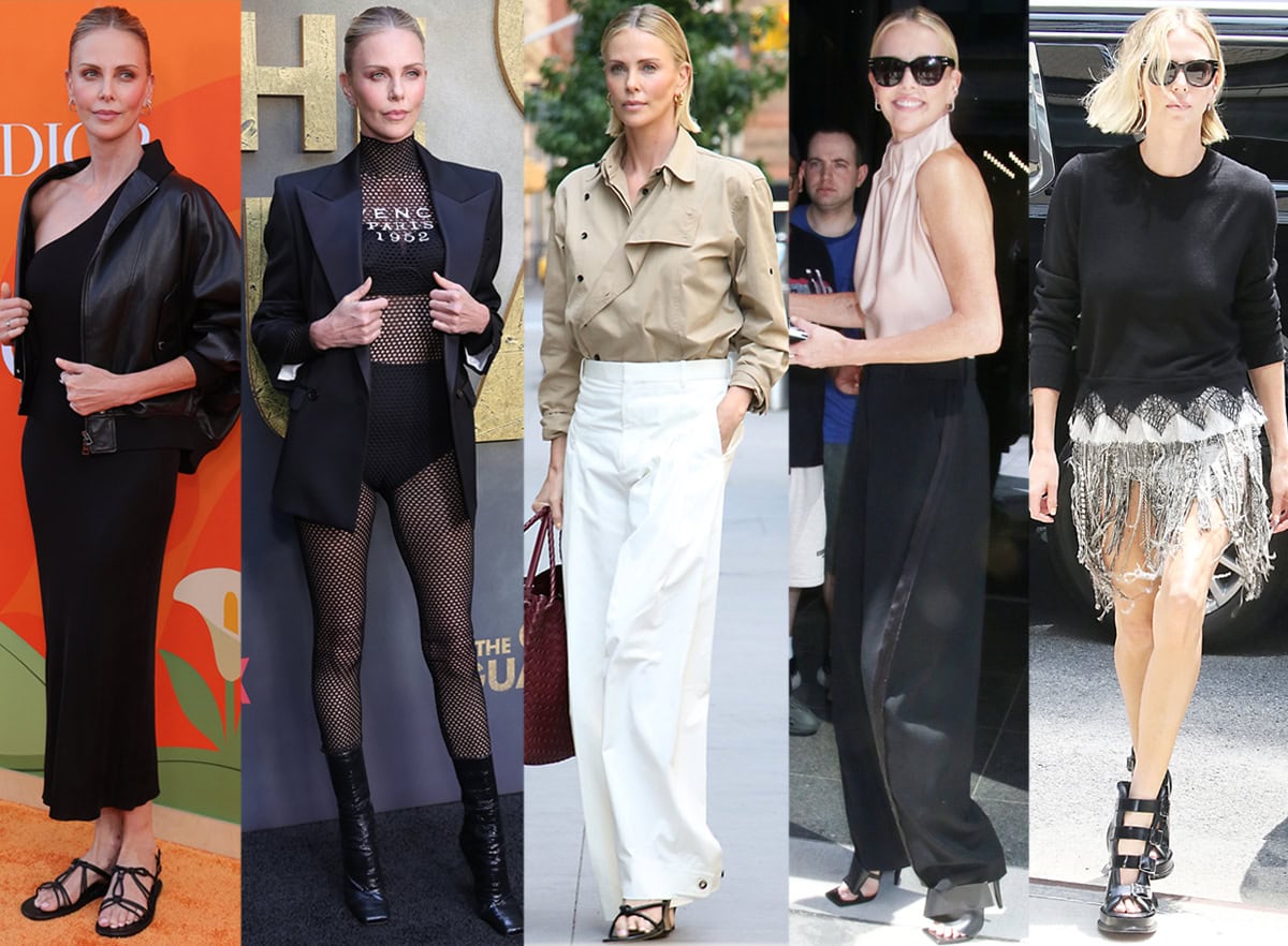 Charlize Theron showcases her edgy, feminine style in designer heels and outfits at the 2025 Africa Outreach Project event and The Old Guard 2 press tour