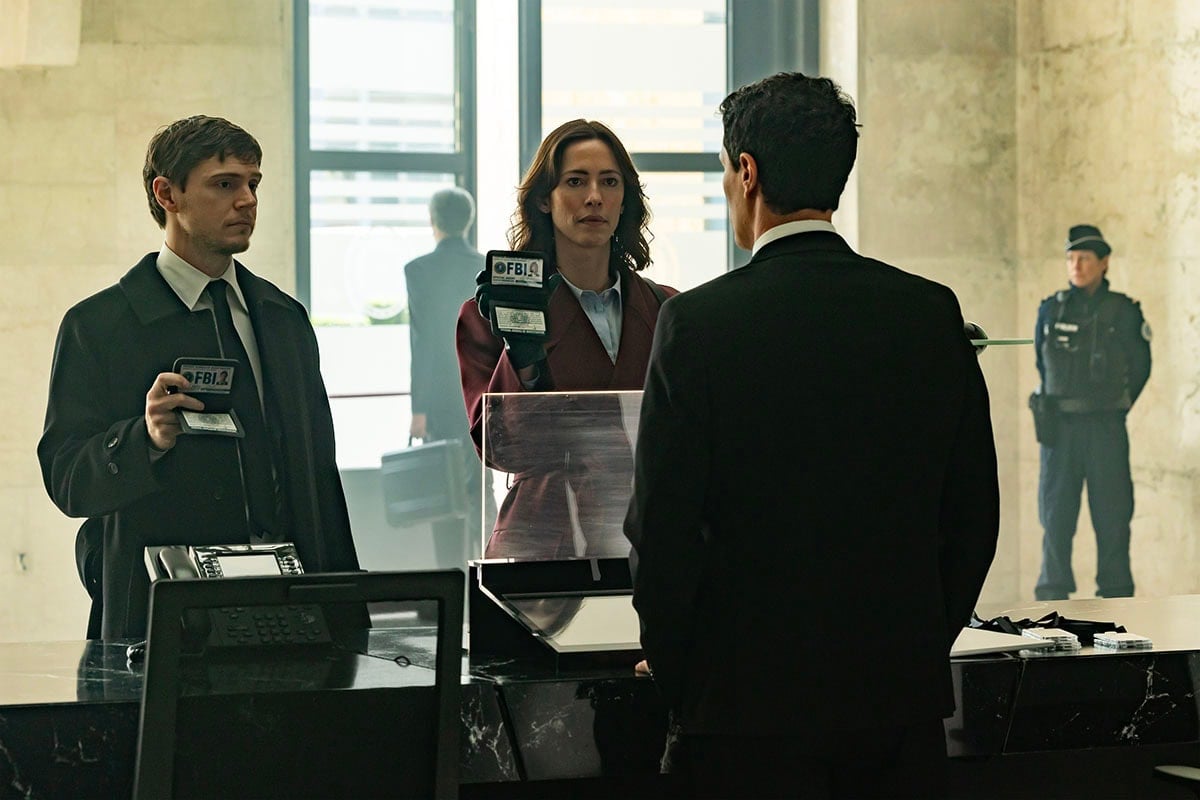 Evan Peters and Rebecca Hall star as FBI agents in the Ryan Murphy and Matt Hodgson series The Beauty