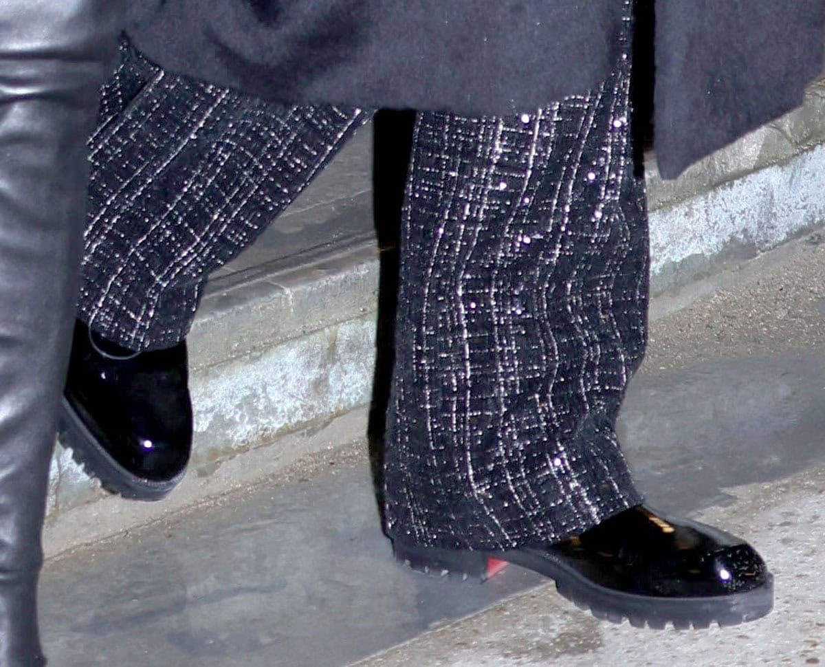 Will Smith wears a pair of glossy boots from his son Jaden Smith's Christian Louboutin debut menswear collection