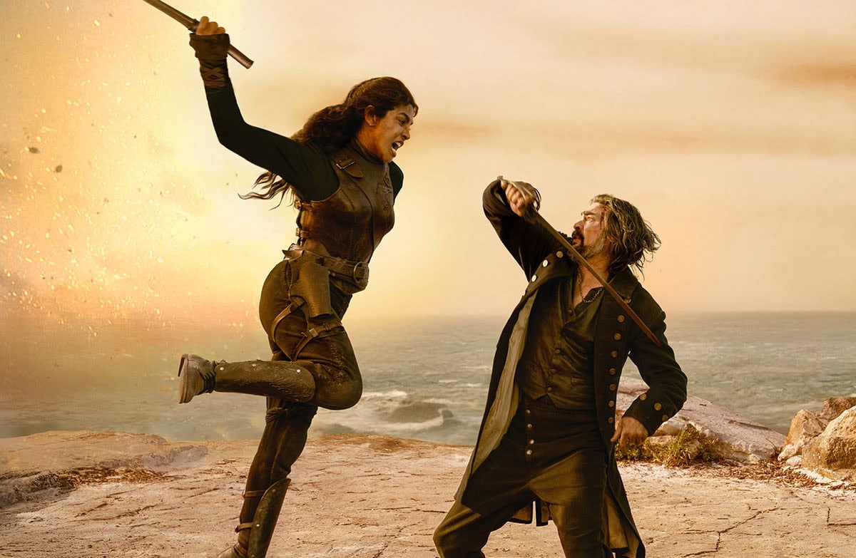 Priyanka Chopra stars as former pirate Ercell Bodden, with Karl Urban as Captain Connor, in the swashbuckler action thriller film The Bluff