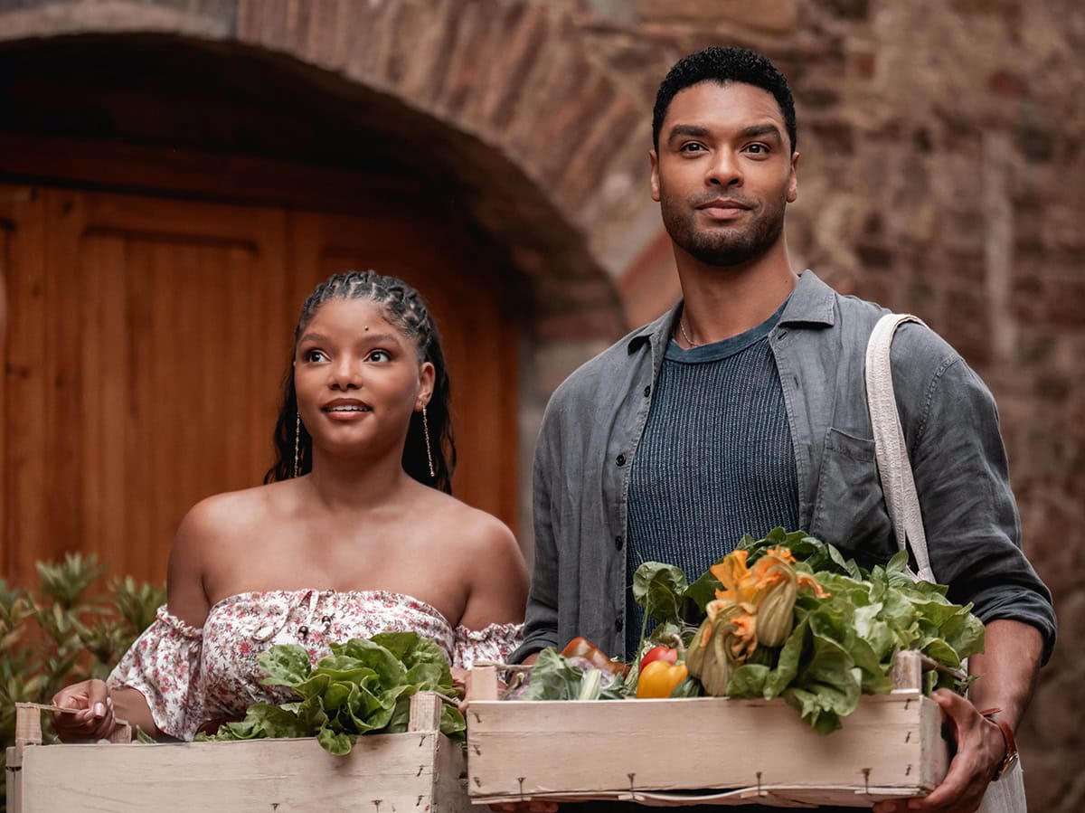 Halle Bailey and Regé-Jean Page share a sun-drenched moment in You, Me Tuscany, the Kat Coiro-directed rom-com set against the Italian countryside
