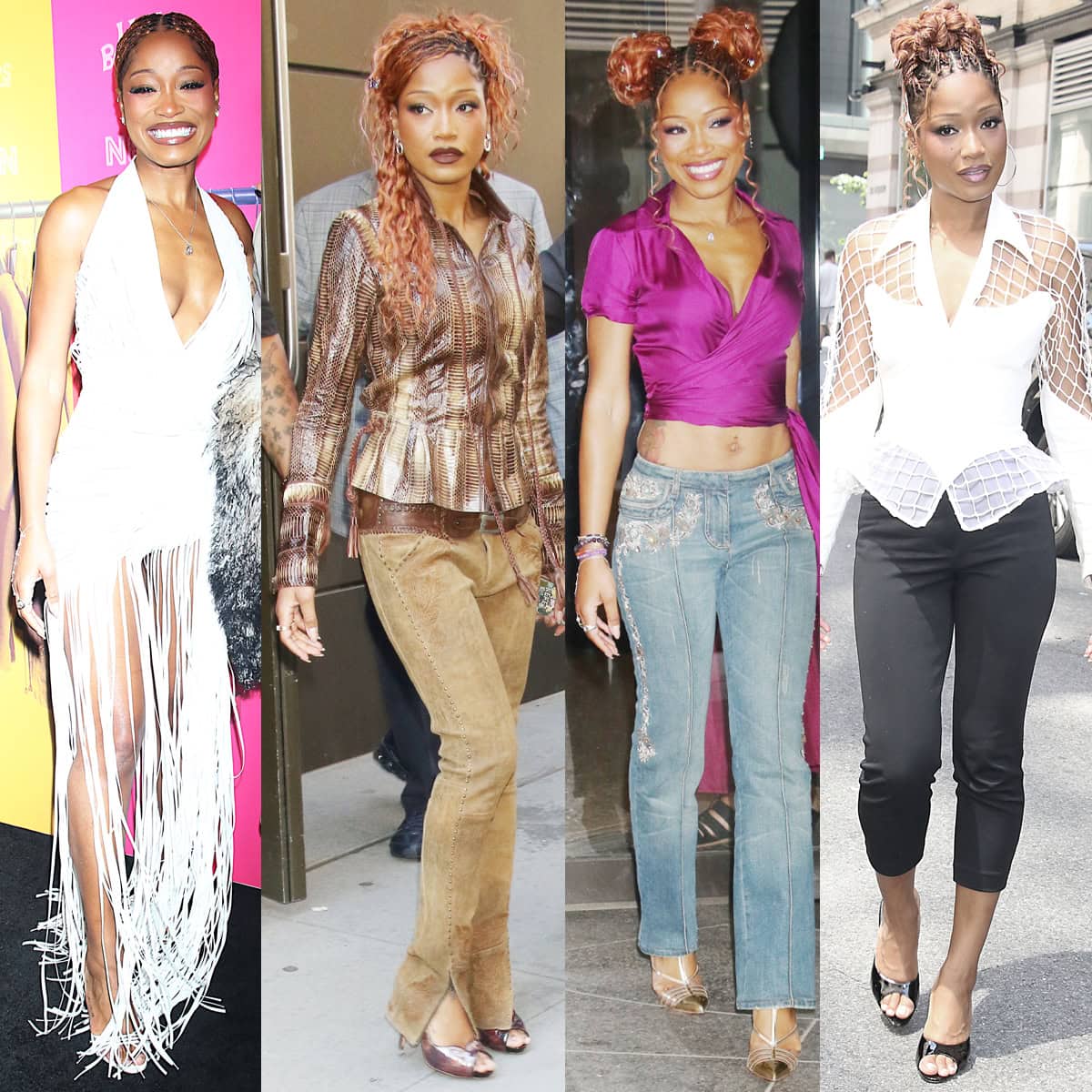 Keke Palmer brings back the Y2K style in strappy slingback heels, peep-toe pumps, and mules at the I Love Boosters promo tour in New York City