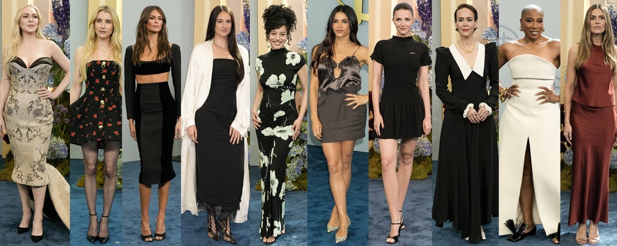 Lindsay Lohan, Emma Roberts, Kaia Gerber, Shailene Woodley, Chase Infiniti, Sarah Paulson, Aisha Hinds, Mandy Moore, and more stepped out in striking designer shoes ranging from sleek pumps and satin mules to lace-up boots and sculptural loafers while promoting Disney’s upcoming film and television slate at the 2026 Disney Upfront at New York City’s Jacob Javits Center on May 12, 2026
