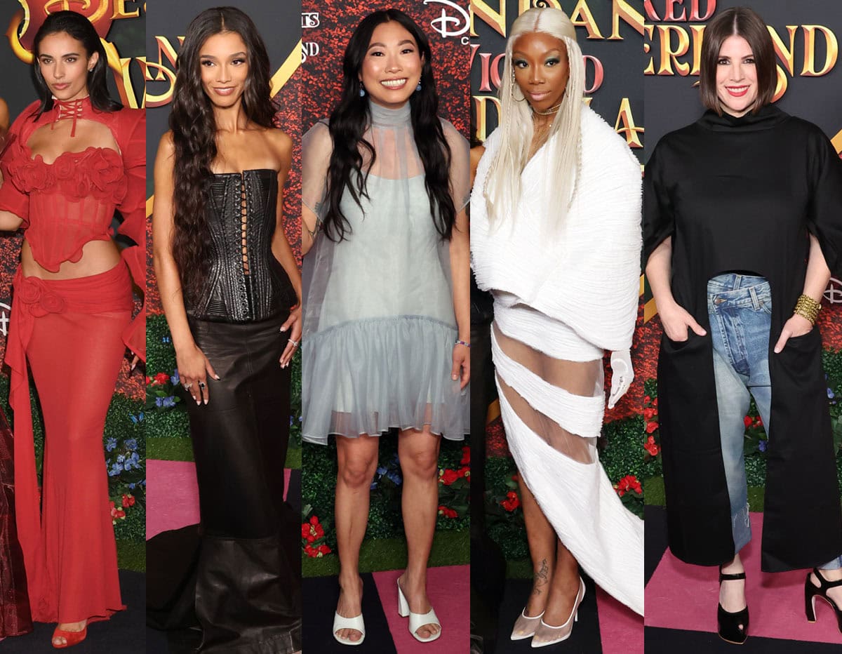 Kylie Cantrall, Malia Baker, Awkwafina, Brandy, and Melanie Paxson grace the Descendants: Wicked Wonderland LA premiere in chic outfits and heels