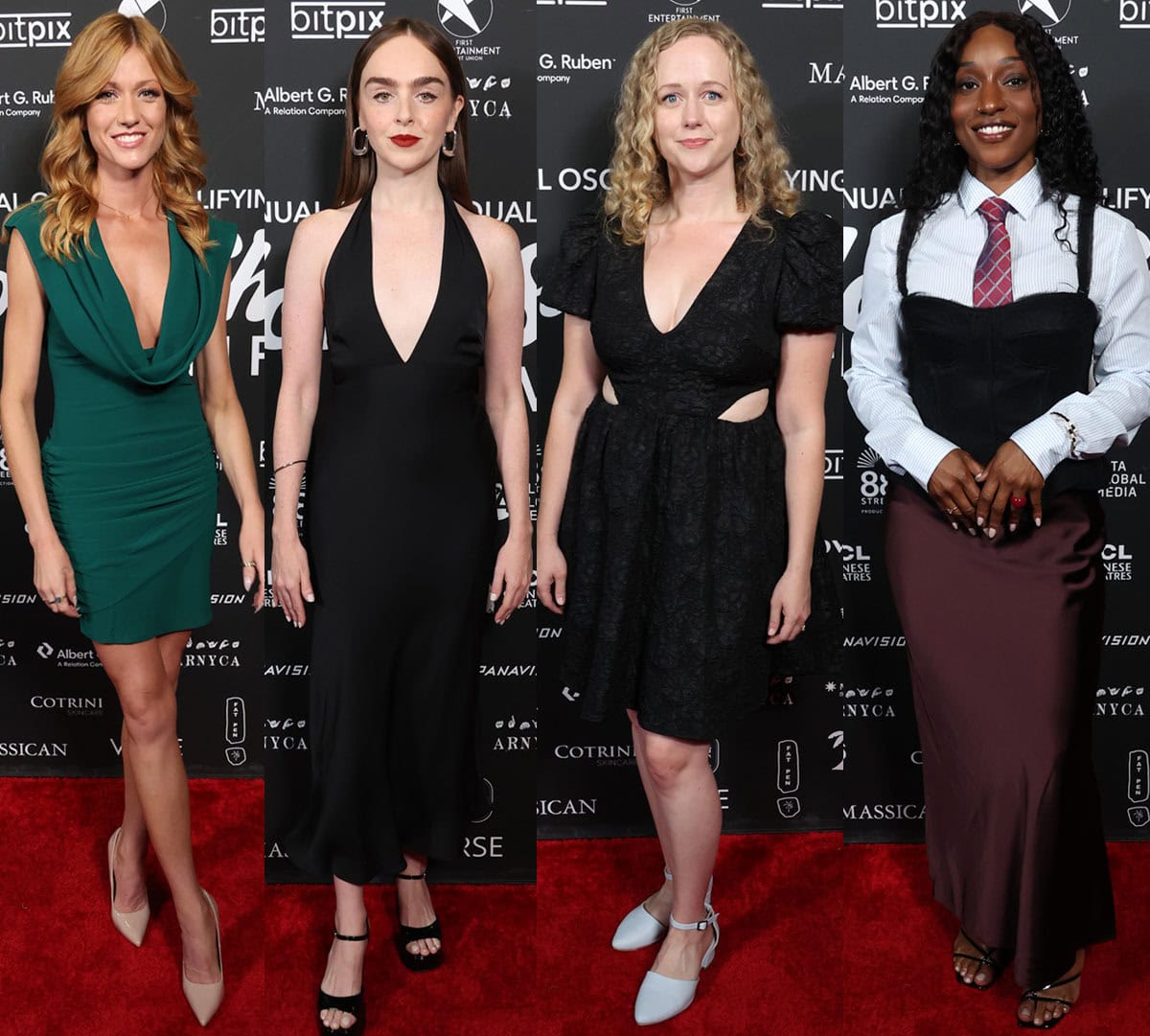 Katherine McNamara, Louisa Connolly-Burnham, Lauren Lukow, and Bianca Atterberry showcase their evening style with classic heels at the 22nd Annual Hollyshorts Film Festival closing night