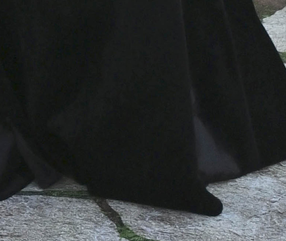 Sandra Bullock keeps her footwear simple, wearing just a pair of pointy black pumps to let her dress do the talking